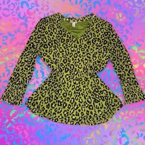 Cato Green Leopard Print Blouse
